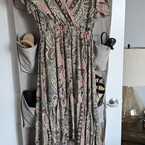 Paisley Maxi Dress in Pink and Green